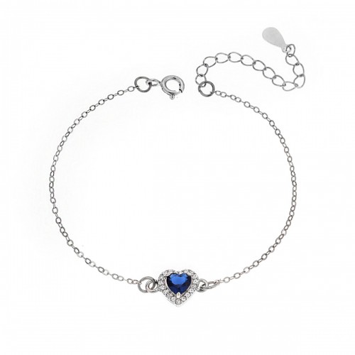 SENZA Βραχιόλι ασήμι 925, "Καρδιά" με Μπλε και Λευκά ζιργκόν SSR2813-5SR