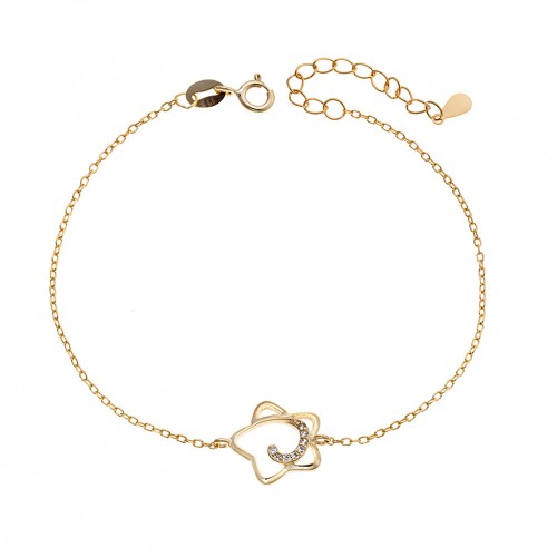 Βραχιόλι Senza επιχρυσωμένο ασήμι 925, αστέρι με λευκά ζιργκόν SSR2902GD