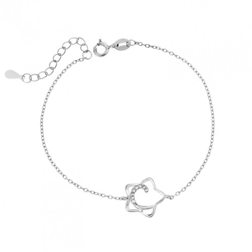 Βραχιόλι Senza ασήμι 925, αστέρι με λευκά ζιργκόν SSR2902SR