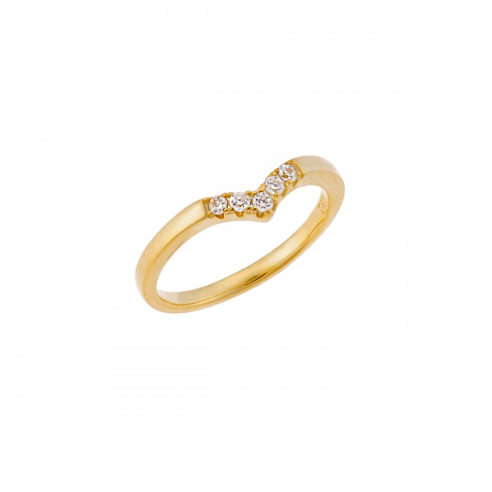 SENZA Επιχρυσωμένο Δαχτυλίδι 925 Ασήμι με ζιργκόν, SSR3253GD