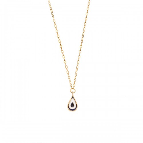 Senza Επιχρυσωμένο Κολιέ, Silver 925, Ματάκι "Σταγόνα" με σμάλτο SSR3276GBL