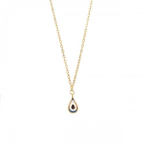 SENZA Κολιέ Ασήμι 925, Επιχρυσωμένο με Ματάκι και σμάλτο SSR3276GWH