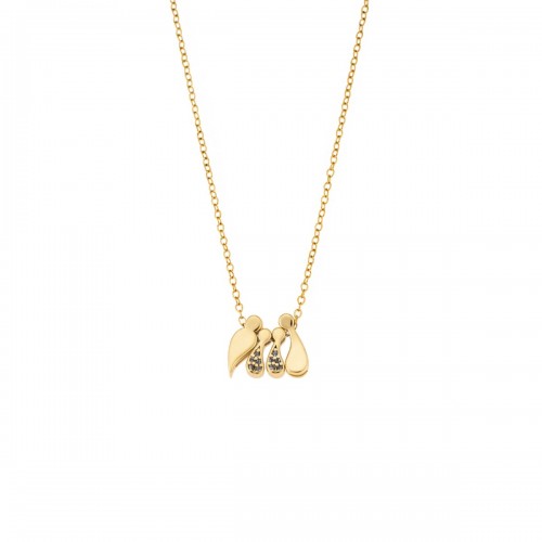 SENZA 925 Ασήμι Επιχρυσωμένο Κολιέ "Οικογένεια με Δύο Αγόρια" SSR3299-2GBL