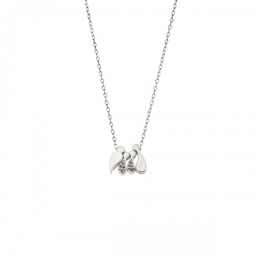 SENZA 925 Ασήμι Κολιέ "Οικογένεια με Δύο Κορίτσια" SSR3299-2SPK