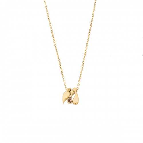 SENZA 925 Ασήμι Επιχρυσωμένο Κολιέ "Οικογένεια με Κορίτσι" SSR3299GPK