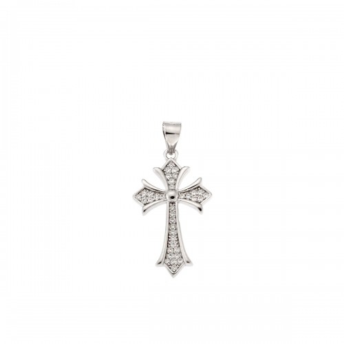 Senza Σταυρός από ασήμι 925, με λευκά ζιργκόν SSR3370SR