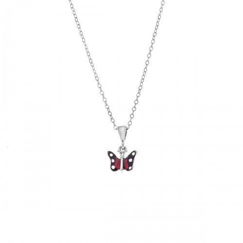 Senza 925 Ασήμι Κολιέ "Πεταλούδα" με Κόκκινο σμάλτο SSR3657SRD