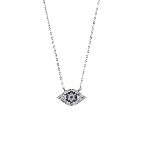 SENZA Κολιέ Silver 925, Ματάκι με Ζιργκόν SSR3714SR