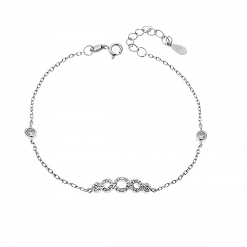 SENZA Βραχιόλι ασήμι 925, Κύκλοι με λευκά ζιργκόν SSR3949SR