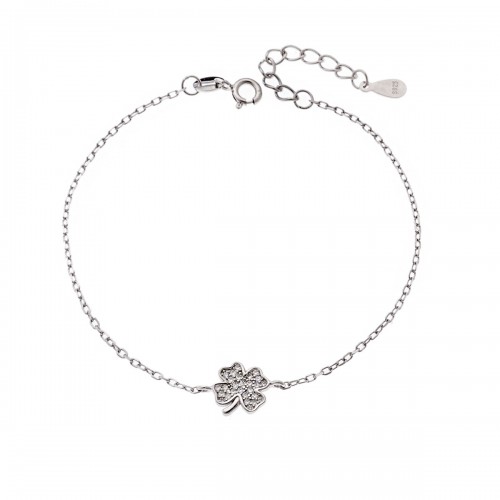 SENZA Βραχιόλι ασήμι 925, "Τριφύλλι" με λευκά ζιργκόν SSR4159SR