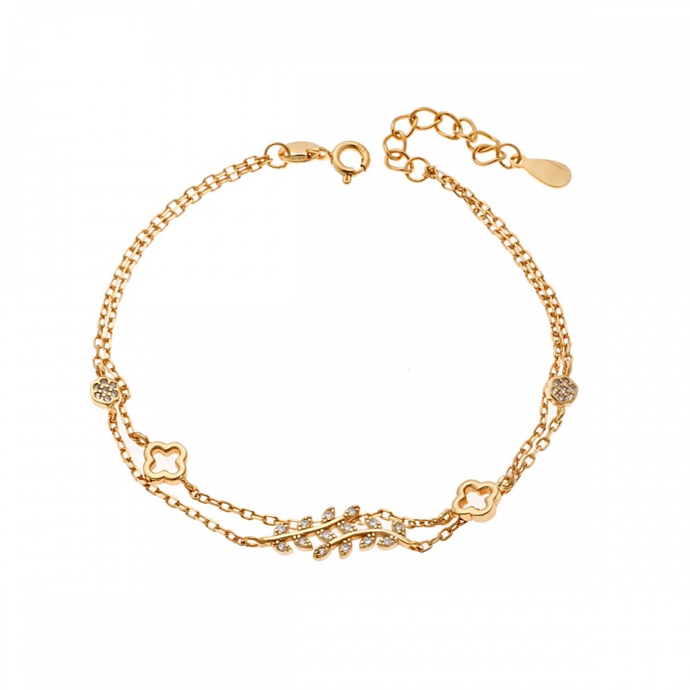 SENZA Βραχιόλι Ασήμι 925 Επιχρυσωμένο, με Λευκό Ζιργκόν SSR4164GD