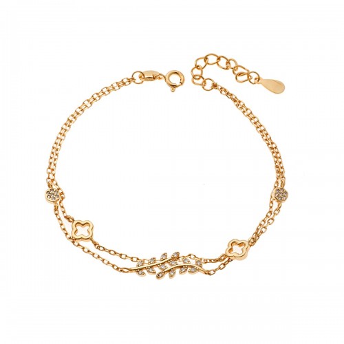 SENZA Βραχιόλι Ασήμι 925 Επιχρυσωμένο, με Λευκό Ζιργκόν SSR4164GD