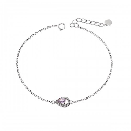 SENZA 925 Ασήμι Βραχιόλι "Δάκρυ" με Μωβ και Λευκά Ζιργκόν SSR4173SPE