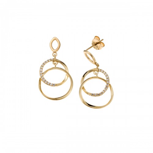 Σκουλαρίκια Senza Κρίκοι επιχρυσωμένοι ασήμι 925, με λευκά ζιργκόν SSR4248GD
