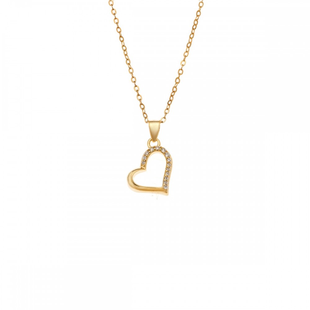 Senza 925 Ασήμι Επιχρυσωμένο Κολιέ "Καρδιά" με Ζιργκόν SSR4316GD