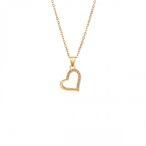 Senza 925 Ασήμι Επιχρυσωμένο Κολιέ "Καρδιά" με Ζιργκόν SSR4316GD