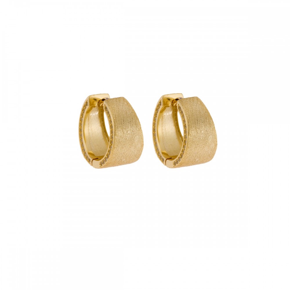 Senza Σκουλαρίκια Ασήμι 925, Επιχρυσωμένοι Κρίκοι με Ζιργκόν SSR4336