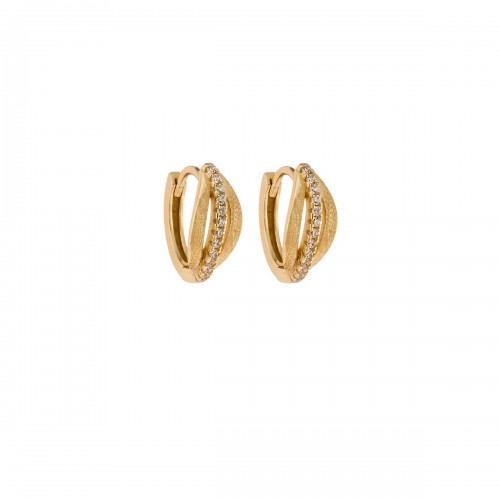 Senza Σκουλαρίκια Ασήμι 925, Επιχρυσωμένοι Κρίκοι με Ζιργκόν SSR4341