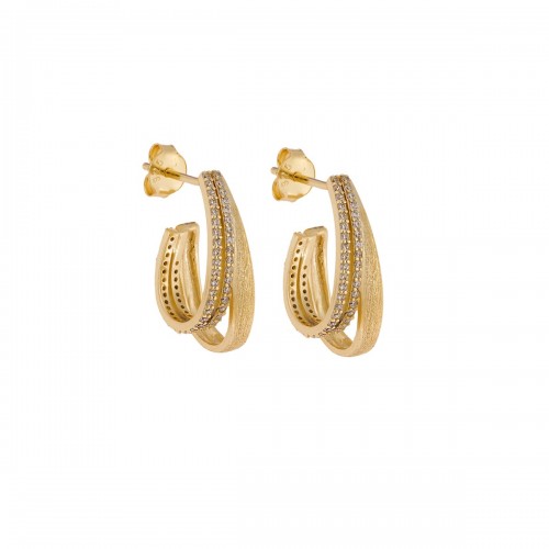 Senza Σκουλαρίκια Ασήμι 925, Επιχρυσωμένοι Κρίκοι με Ζιργκόν SSR4342