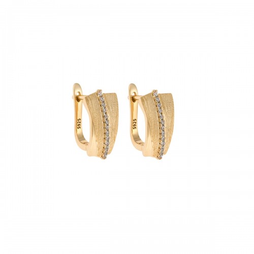 Senza Σκουλαρίκια Ασήμι 925, Επιχρυσωμένοι Κρίκοι με Ζιργκόν SSR4358