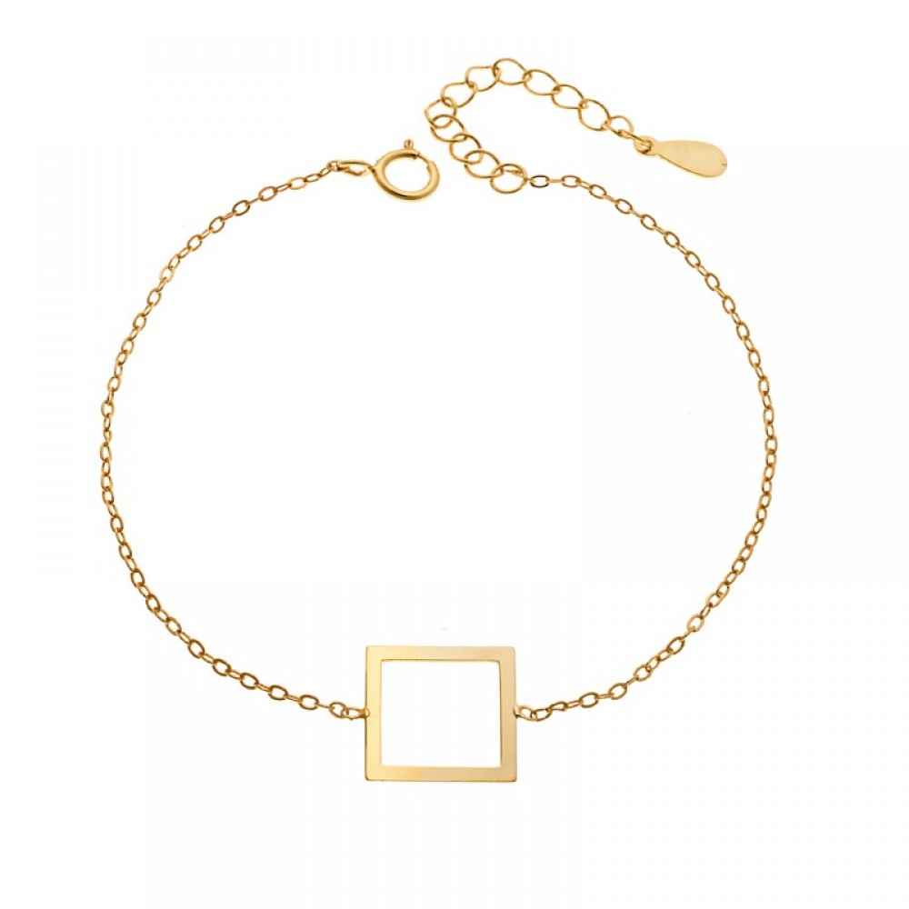 SENZA Βραχιόλι από Επιχρυσωμένο Ασήμι 925, "Τετράγωνο" SSR4370GD