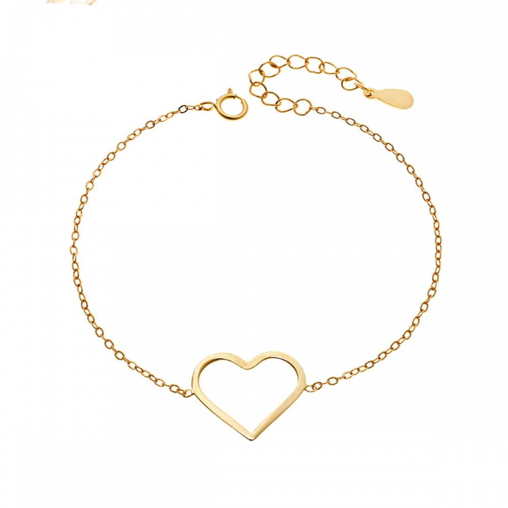 SENZA Βραχιόλι από Επιχρυσωμένο Ασήμι 925, "Καρδιά" SSR4372GD