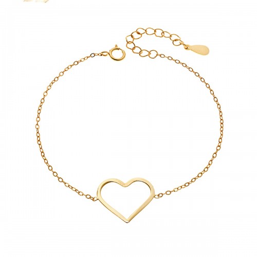 SENZA Βραχιόλι από Επιχρυσωμένο Ασήμι 925, "Καρδιά" SSR4372GD