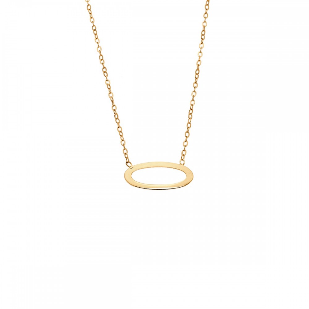 SENZA Κολιέ Ασήμι 925, Geometric Series "Οβάλ" Επιχρυσωμένο SSR4384GD