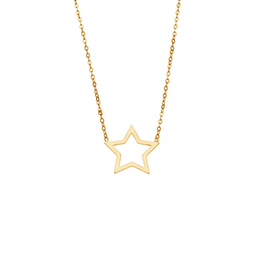 SENZA Κολιέ Ασήμι 925, Geometric Series "Αστέρι" Επιχρυσωμένο SSR4385GD