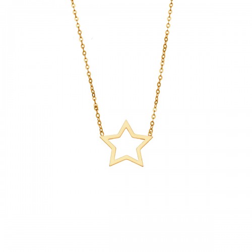 SENZA Κολιέ Ασήμι 925, Geometric Series "Αστέρι" Επιχρυσωμένο SSR4385GD