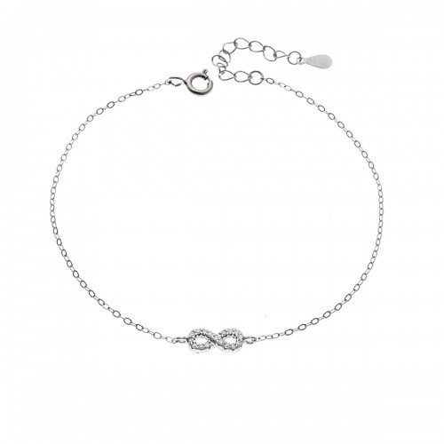 SENZA Επιροδιωμένο Βραχιόλι Ασήμι 925, "Άπειρο" Διπλής Όψης με Ζιργκόν SSR4449SPK