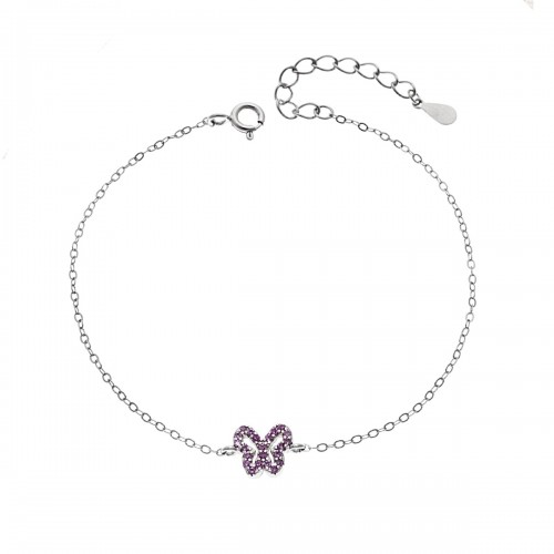 SENZA Επιροδιωμένο Βραχιόλι Ασήμι 925, "Πεταλούδα" Διπλής Όψης με Ζιργκόν SSR4451SPK