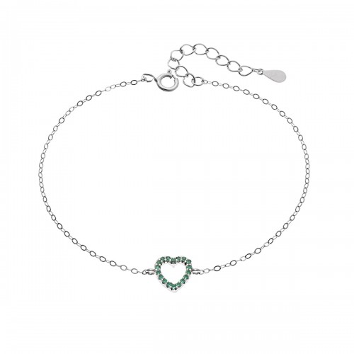 SENZA Επιροδιωμένο Βραχιόλι Ασήμι 925, "Καρδιά" Διπλής Όψης με Ζιργκόν SSR4453SGN