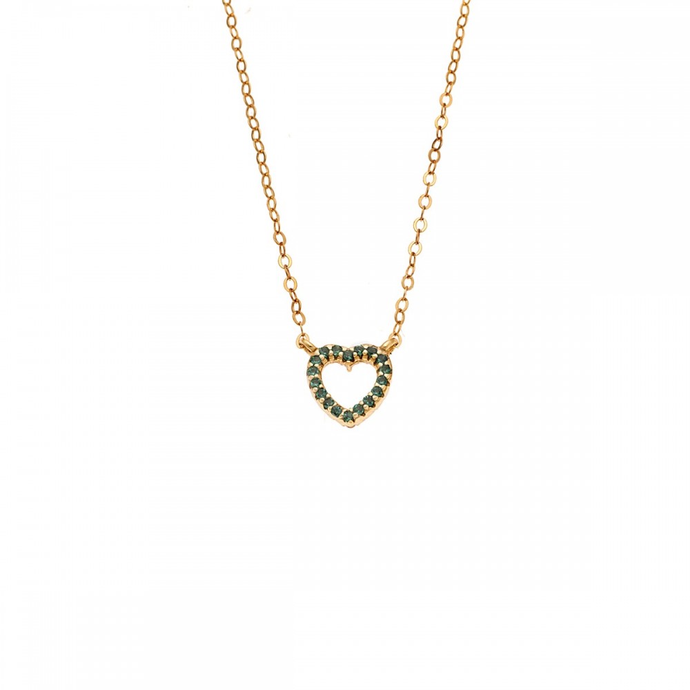 Senza 925 Ασήμι Επιχρυσωμένο Κολιέ "Καρδιά" Διπλής 'Οψης με Ζιργκόν SSR4458GGN