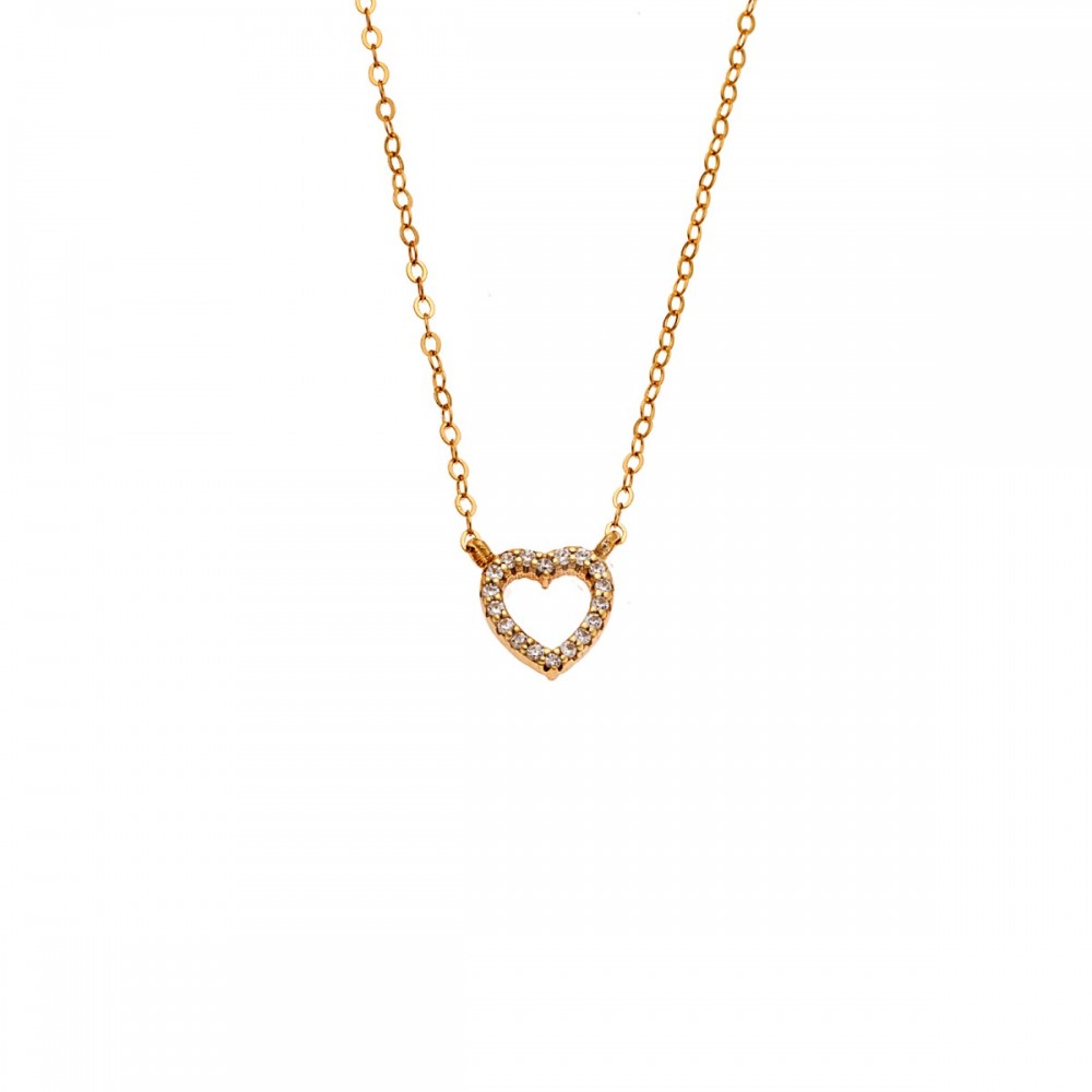 Senza 925 Ασήμι Επιχρυσωμένο Κολιέ "Καρδιά" Διπλής 'Οψης με Ζιργκόν SSR4458GGN