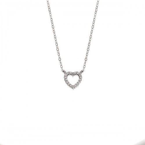SENZA Επιροδιωμένο Κολιέ Ασήμι 925, "Καρδιά" Διπλής Όψης με Ζιργκόν SSR4458SFU