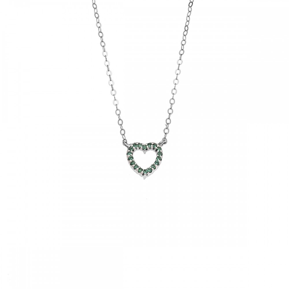 Senza 925 Ασήμι Επιροδιωμένο Κολιέ "Καρδιά" Διπλής 'Οψης με Ζιργκόν SSR4458SGN