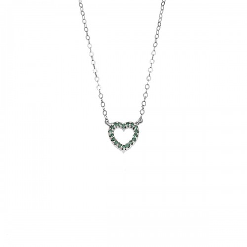 Senza 925 Ασήμι Επιροδιωμένο Κολιέ "Καρδιά" Διπλής 'Οψης με Ζιργκόν SSR4458SGN