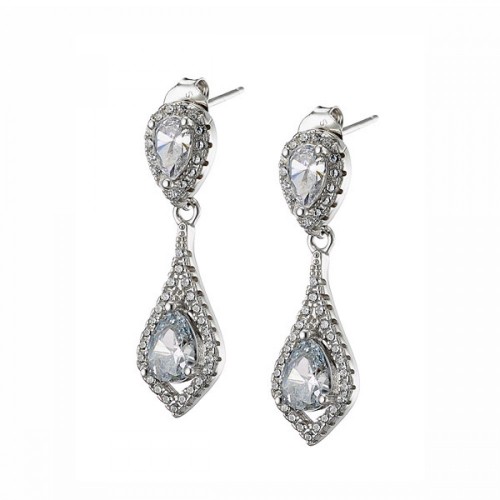 925 Ασήμι Σκουλαρίκια Κρεμαστά με Ζιργκόν SSSK101CCS