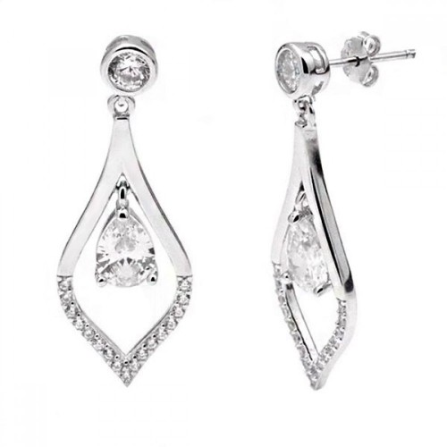 925 Ασήμι Σκουλαρίκια Κρεμαστά με Ζιργκόν SSSK105CCS