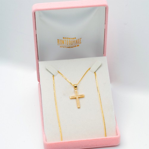 18K Χρυσός Σταυρός με Διαμάντια ST016CTA