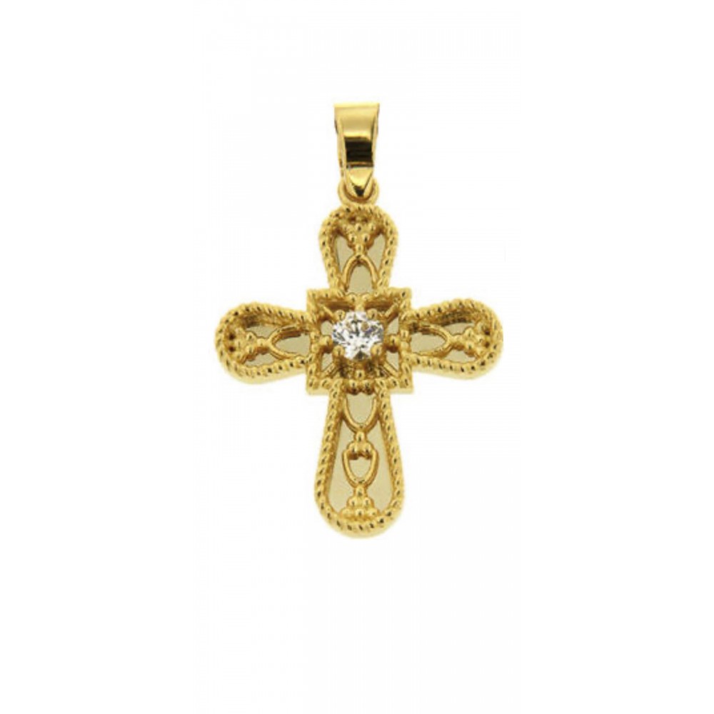 14K Χρυσός Σταυρός με Οικολογικό Διαμάντι ST080LD 14K Χρυσός Σταυρός με Οικολογικό Διαμάντι ST080LD