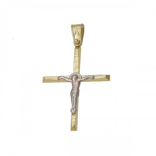 14K Χρυσός Δίχρωμος Σταυρός  ST092AD