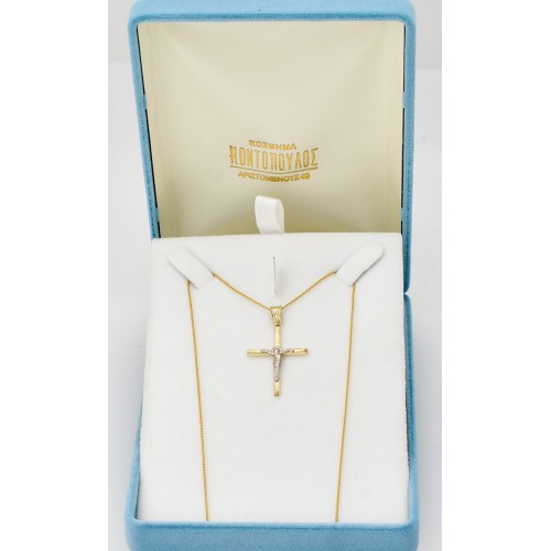 14K Χρυσός Δίχρωμος Σταυρός  ST092AD
