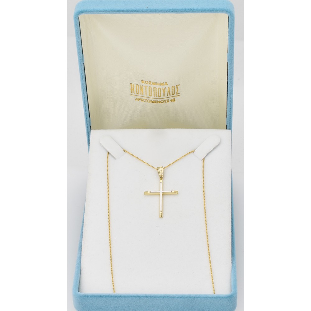 14K Χρυσός Δίχρωμος Σταυρός  ST094AD