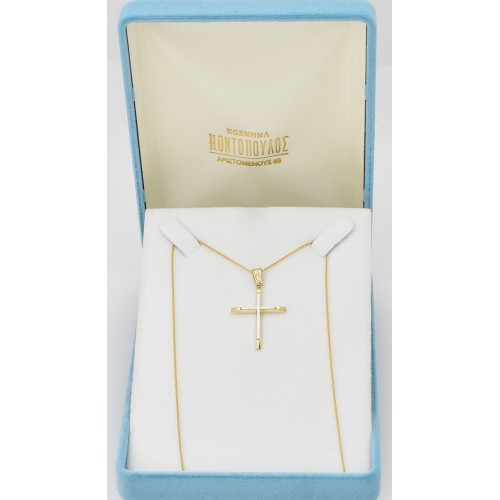 14K Χρυσός Δίχρωμος Σταυρός  ST094AD