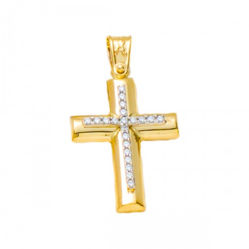 18K Χρυσός Σταυρός με Ζιργκόν ST102AD1