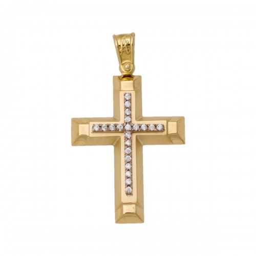 18K Χρυσός Σταυρός  με Ζιργκόν ST109AN
