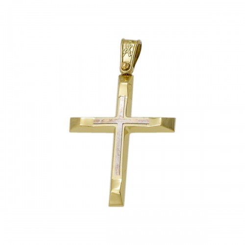 14K Χρυσός Δίχρωμος Σταυρός ST118AD