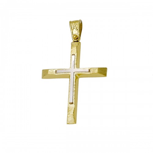 14K Χρυσός Δίχρωμος Σταυρός ST120AD